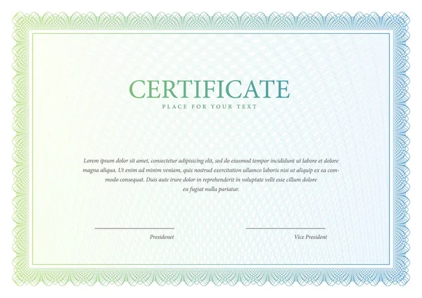 Certificato. Modello diploma valuta confine . — Vettoriale Stock