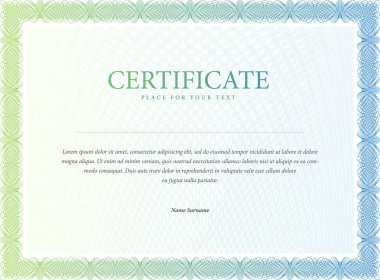 Sertifika. Şablon diploması para birimi kenarlık.