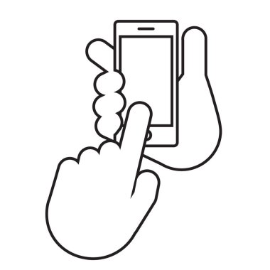 İki elle. El smartphone tutar.