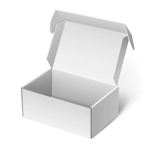 Caja de cartón realista paquete blanco — Vector de stock