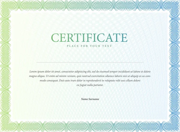 Certificado. Plantilla diploma moneda frontera . — Archivo Imágenes Vectoriales