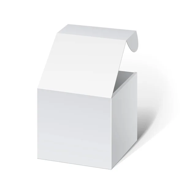 Gerçekçi beyaz paket karton kutu — Stok Vektör
