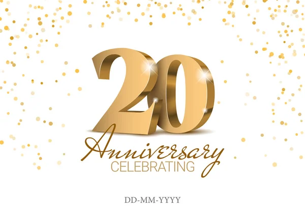 Aniversario 20. oro 3d números . — Vector de stock