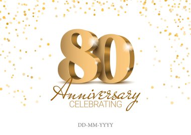 Yıldönümü 80. altın 3D sayılar.
