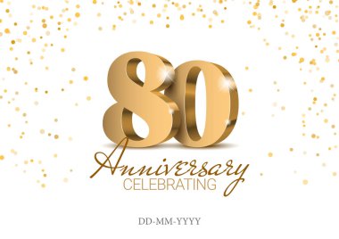 Anniversary 80. gold 3d numbers. clipart