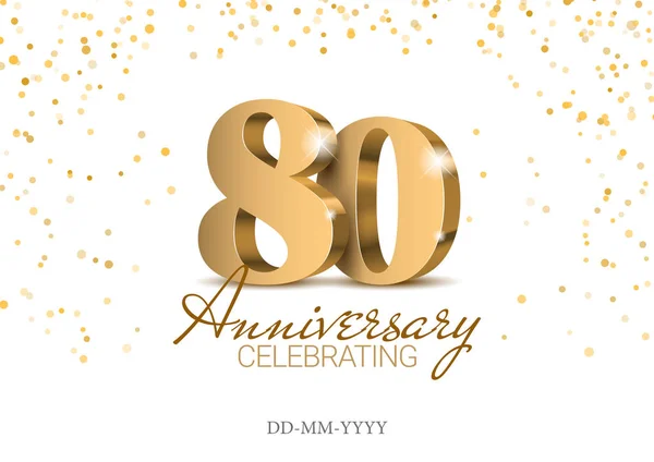 Anniversario 80. oro numeri 3d . — Vettoriale Stock