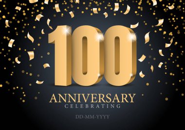 Anniversary 100. red 3d numbers. clipart