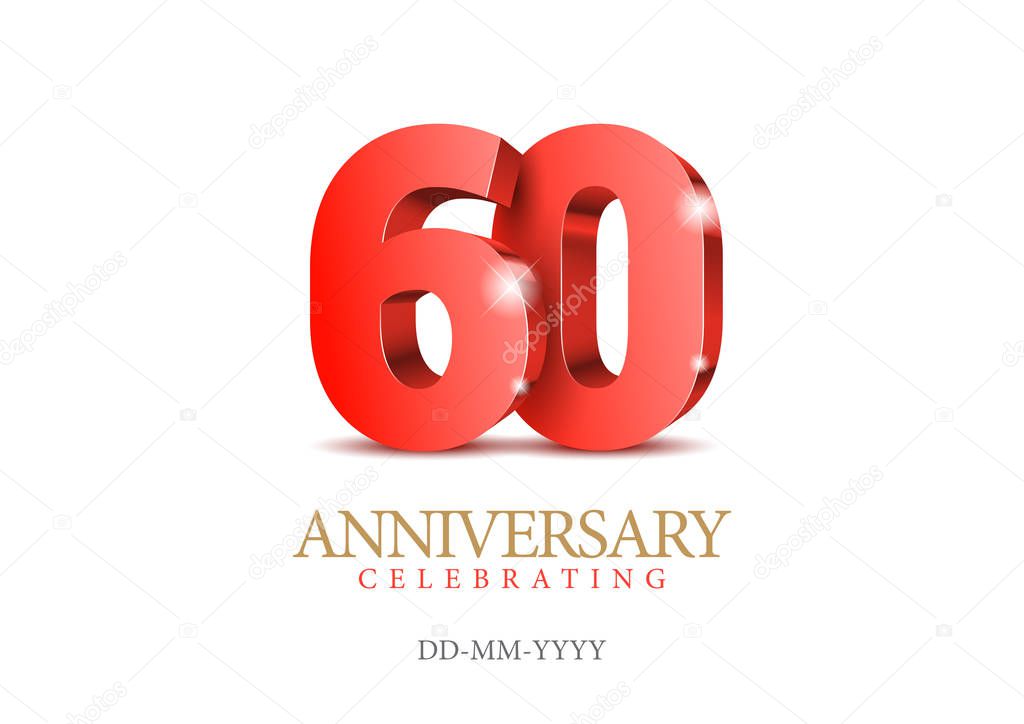 Anniversary 60. red 3d numbers.