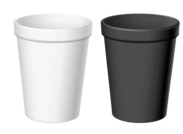Realisztikus fehér és fekete eldobható csésze. — Stock Vector
