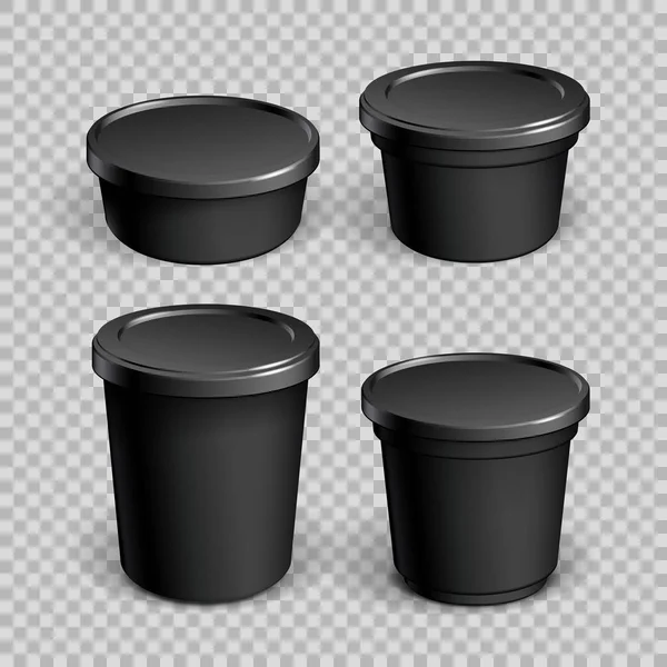 Conjunto de vasos de papel simulados con cubierta de plástico . — Vector de stock