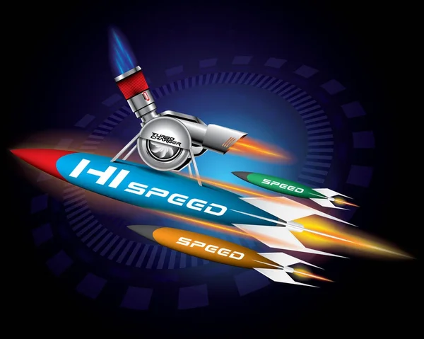 HI SPEED ROCKET CONCEITO VECTOR —  Vetores de Stock