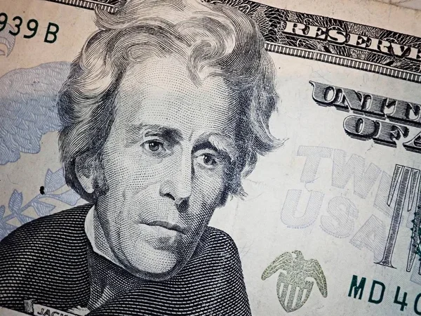 Andrew Τζάκσον για είκοσι δολάρια νομοσχέδιο μακροεντολή. Ηνωμένες Πολιτείες χρήματα — Φωτογραφία Αρχείου