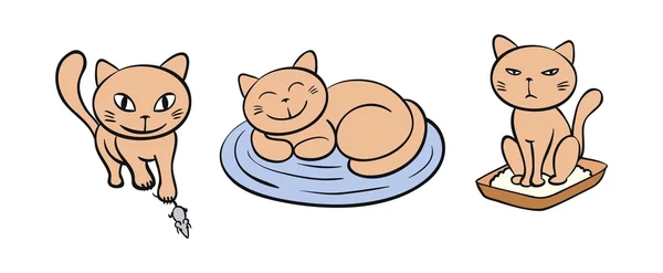 Lindo gatito. ilustración del vector de color — Archivo Imágenes Vectoriales
