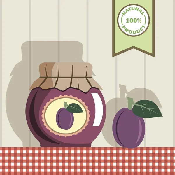 Confiture de prunes. illustration couleur — Image vectorielle