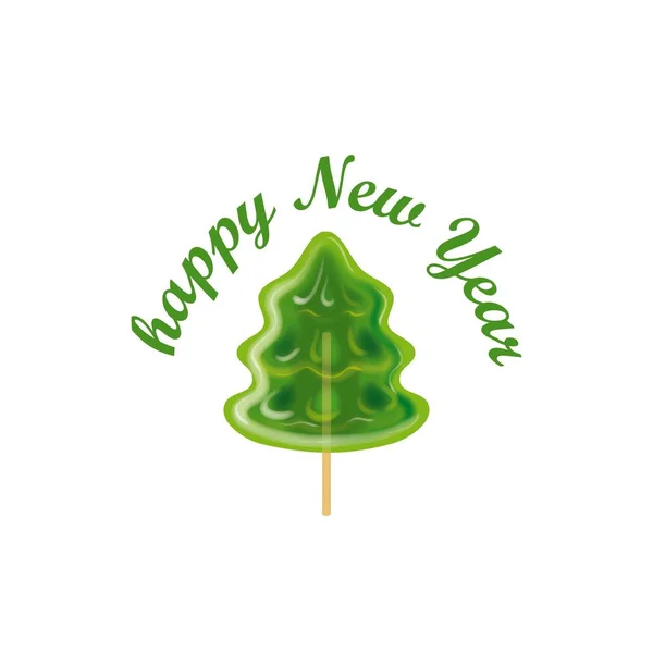 New year. Christmas tree in shape of lollipop on stick — Stock Vector