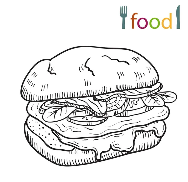 Hamburger sur fond blanc — Image vectorielle