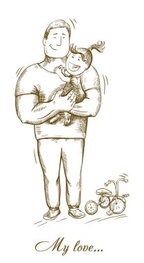 Baba ve kızı. babalık. Baba tarafından duygular