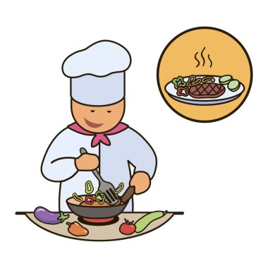 Şef. Personel yemek servisi. Restoran takım