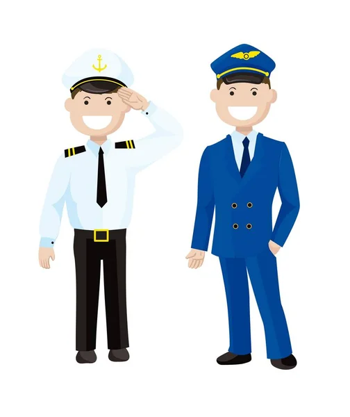 Two captains. Colored characters — Stock Vector