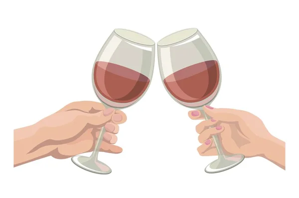 İki bardak şarap. Beyaz renkli vektör çizim — Stok Vektör