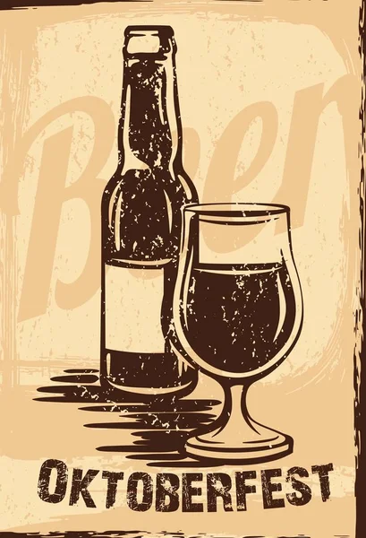 Láhev a plnou sklenicí piva. Craft beer — Stockový vektor