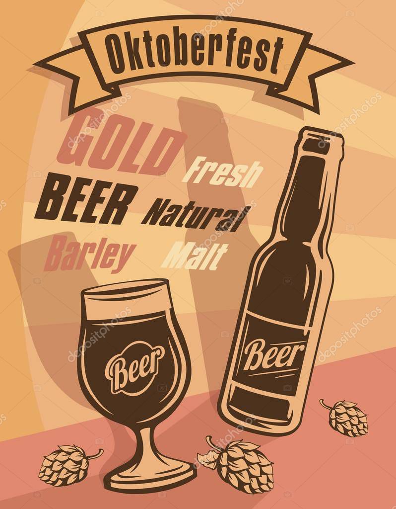 Bottle and a full glass of beer. craft beer. oktoberfest