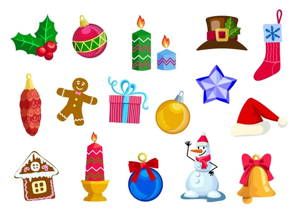 El juego de los símbolos de la Navidad y un nuevo año — Vector de stock