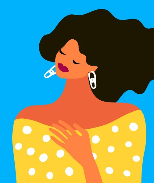 Young beautiful woman. stylized image on a blue background — 스톡 벡터