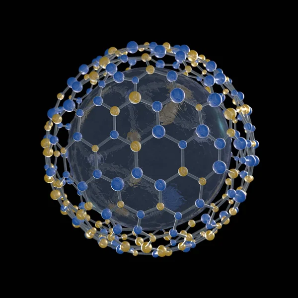 球形の分子構造 — ストック写真