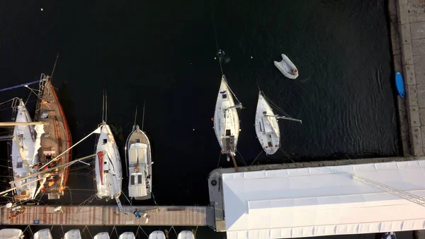 Yachts at the pier, aerial view — Stock Photo, Image