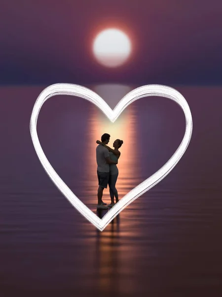 Couple Beach Sunset — Stock Photo, Image