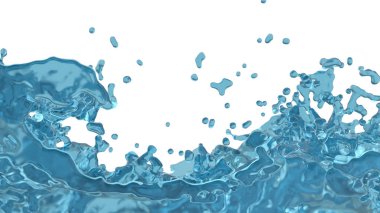 Beyaz arkaplanda mavi su dalgaları