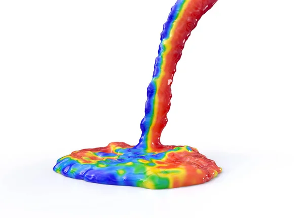 Falling Flow Rainbow Paint — Stock Photo, Image