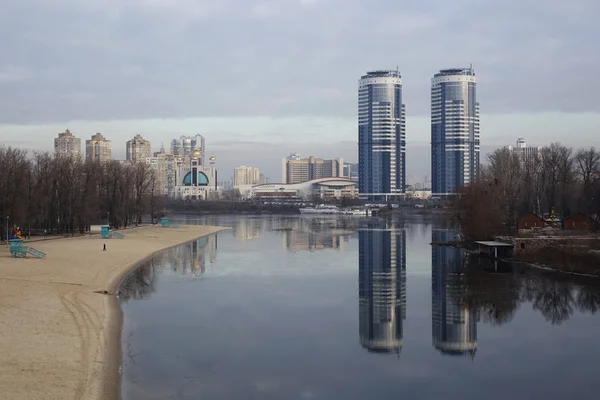 Дністровські Банки Києві Взимку Снігу — стокове фото