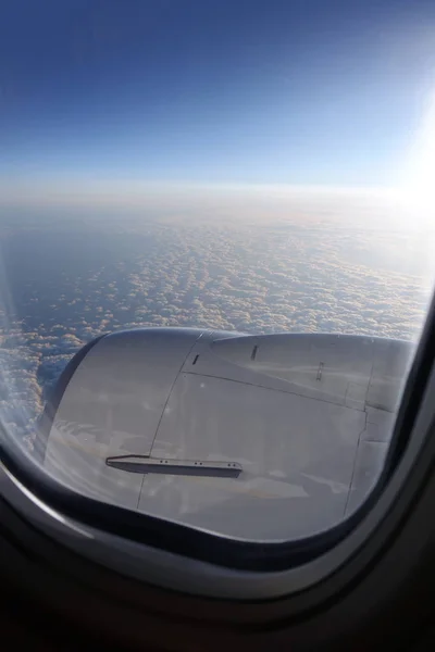 Vlucht Boven Wolken Vanuit Lucht Gezien Vanaf Het Vliegtuig — Stockfoto