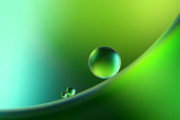 Transparent Spheres Green Curved Surface — Stock Photo, Image