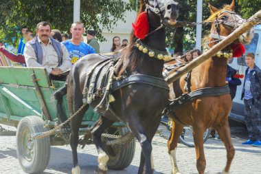 Köyde kostümlü karnaval kutlamaları Batı Ukrayna