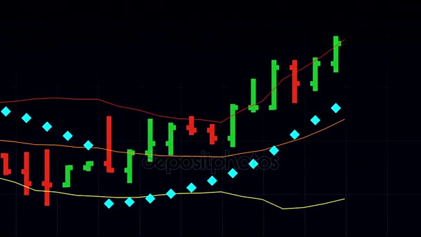 Univerzális tőzsdei diagram fekete háttér - új minőségi pénzügyi üzleti animált dinamikus mozgás videofelvétel — Stock videók