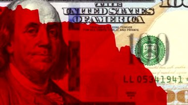 Amerika ABD ekonomisi düşüşünü 100 dolar arka plan üzerinde. yeni benzersiz kalite mali iş hareketli görüntüleri animasyonlu