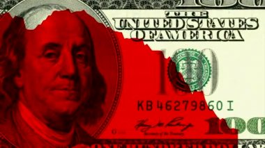 Amerika ABD ekonomisi düşüşünü 100 dolar arka plan üzerinde. yeni benzersiz kalite mali iş hareketli görüntüleri animasyonlu
