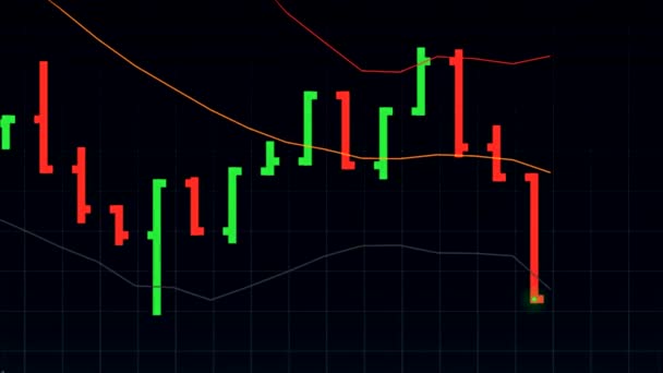 通用的股票市场价格图表上黑色背景-新质量金融业务动画动态运动录像 — 图库视频影像