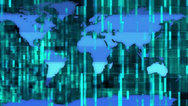 Holografisk bildskärm earth karta med datablocket flytta bakgrunden nya kvalitet universella rörelse dynamiska animerad färgglada glada cool videofilmer — Stockvideo