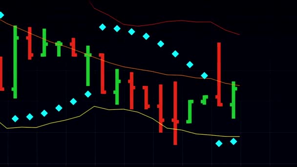 Универсальный ценовой график фондового рынка на черном фоне - новое качество финансового бизнеса анимированные динамические видео движения — стоковое видео