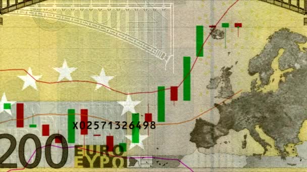 Универсальный ценовой график евро с графиком восходящих трендов. forex chart new unique quate quote animated motion — стоковое видео