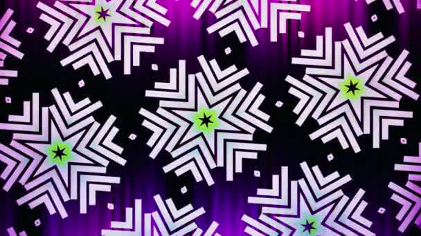 Διακοσμητικά γεωμετρικά caleidoscope αστέρι νιφάδα χιονιού κινείται μοτίβο νέα ποιότητα Οικουμενική κίνηση δυναμική κινούμενα πολύχρωμο χαρούμενη χορός μουσική βίντεο μήκος σε πόδηα βρόχο — Αρχείο Βίντεο