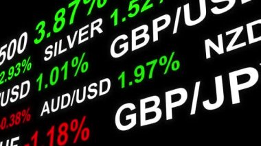 Forex borsa senedi haber hatta siyah arka plan 3d - yeni kalite mali iş animasyon dinamik hareket video görüntüleri