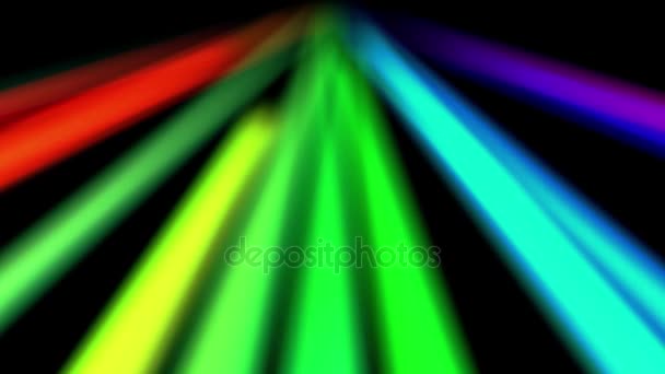 Rainbow color light leak lines moving in black space New quality universal motion dynamic animated colorful joyful dance music video footage loop — Stock Video