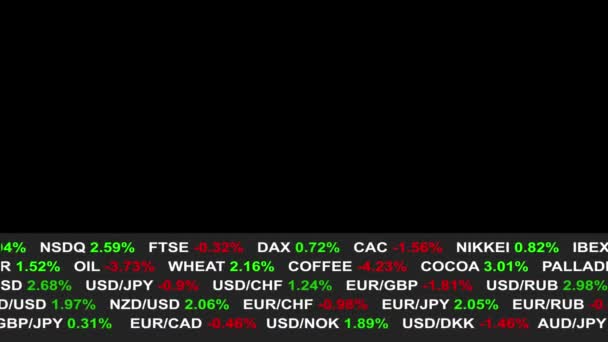 Forex Stock Market Ticker News Line On Black Background New Quality Financial Business Animated Dynamic Motion Video Footage - 