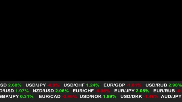 Forex piyasası Döviz Alım ticker haber hatta siyah arka plan - yeni kalite mali iş dinamik hareket video görüntüleri animasyonlu — Stok video