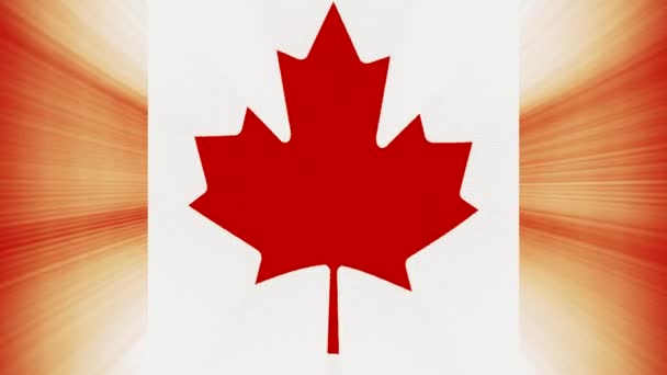 Canada vlag zwaaien naadloze loops met zonlicht stralen nieuwe kwaliteit unieke geanimeerde dynamische bewegingen vrolijke kleurrijke koele achtergrond videobeelden — Stockvideo